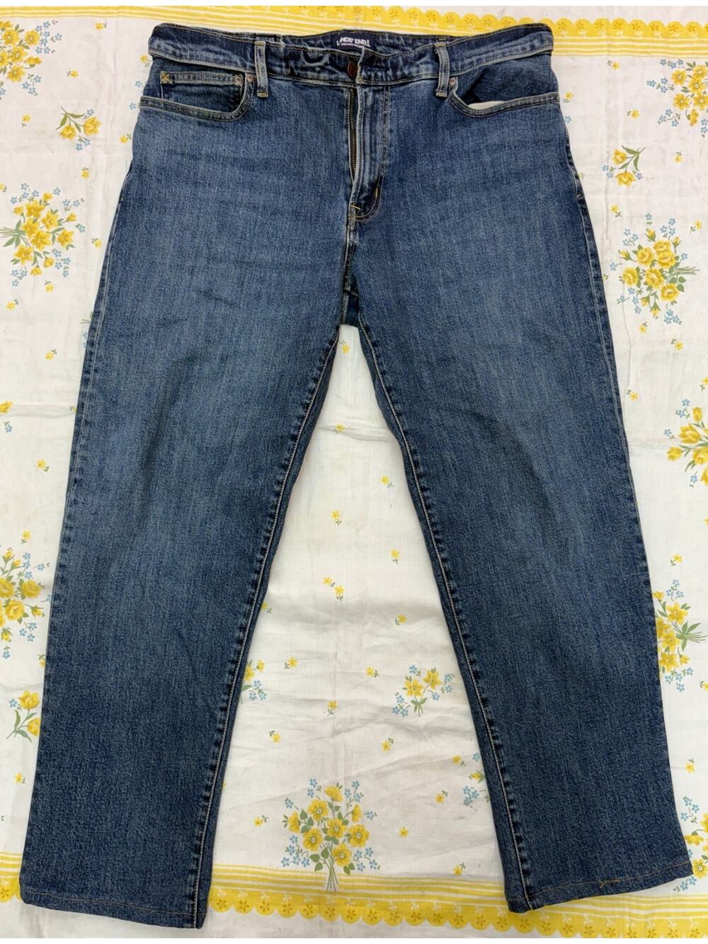 Lands End Square Rigger Jeans Mens 38 Blue Traditional Fit Denim Classic